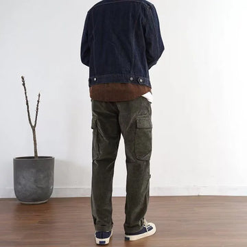 Aidase New Autumn/Winter Fashion American Vintage Corduroy Straight Barrel Multi Pocket Loose Versatile Handsome Men's Casual Pants aidase-shop